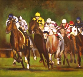 Painting of horses racing