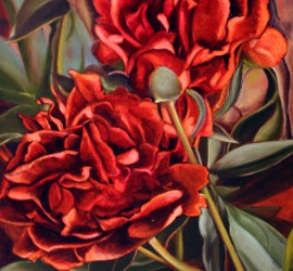 Red rose oil painting on canvas